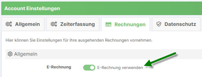 E-Rechnung aktivieren