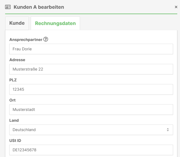 Kundendaten E-Rechnung